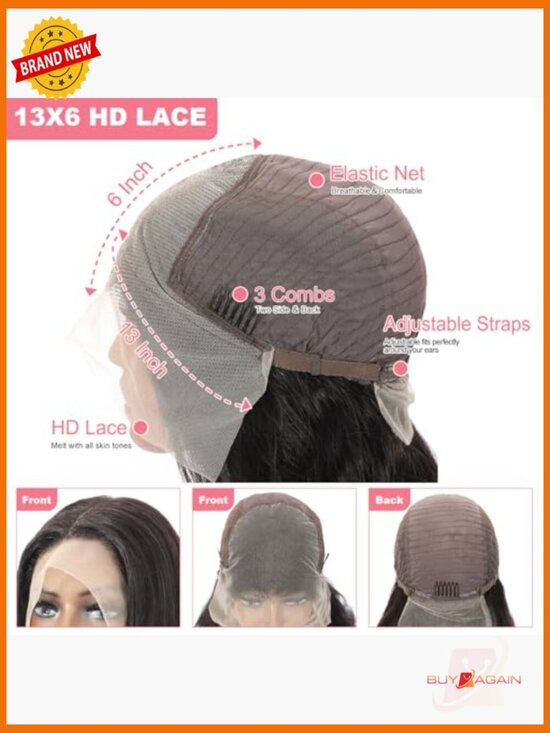 Body Wave 13x6 HD Lace Front Wig 250% Density 30 Inch Human Hair Glueless
